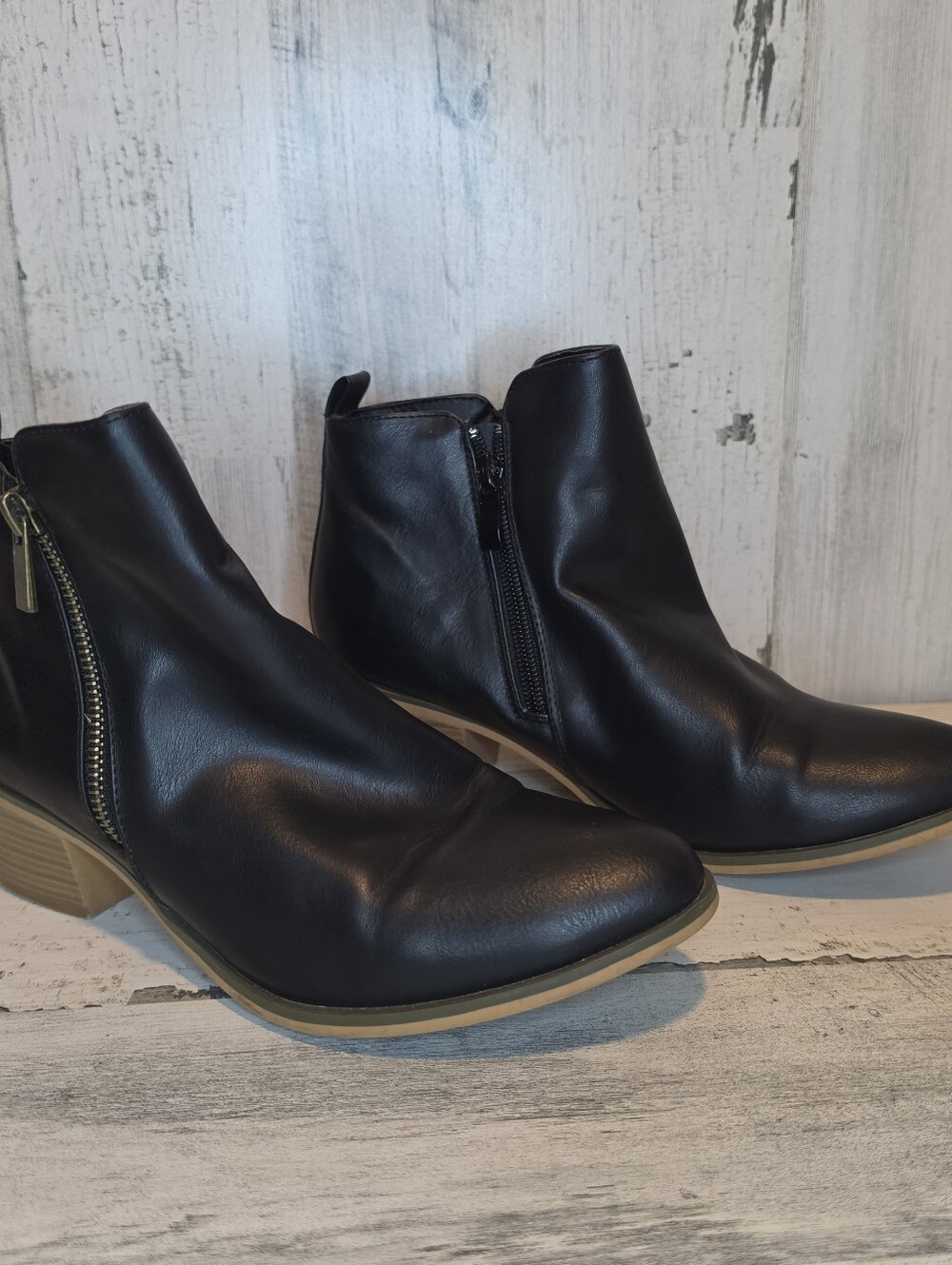 2 Pair Black Ankle Boots Womens 7.5 Western Y2K Boho Witchy Block Heel Booties - Picture 11 of 14